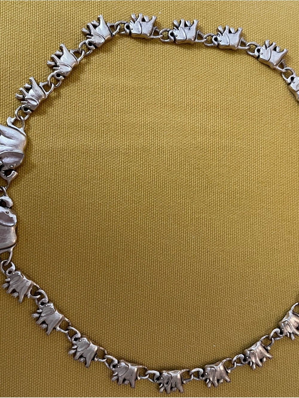 Vintage Progressive Elephant Parade Link Necklace - Gold-Tone Good Luck Charm